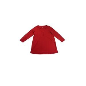 Women's  Roaman's Red Cotton Long Sleeve Shirt - Size L